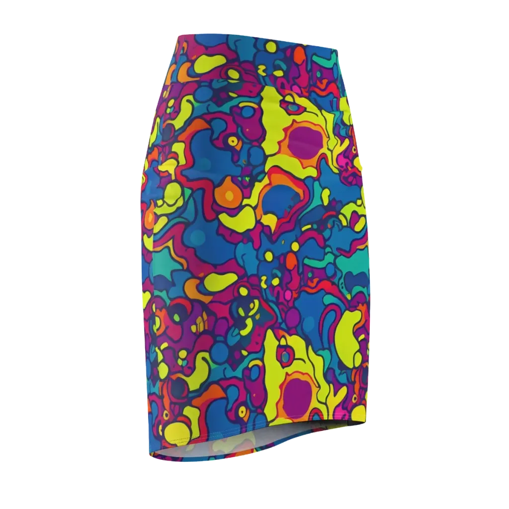 Colorful Chaos on Pencil Skirt — Front Side