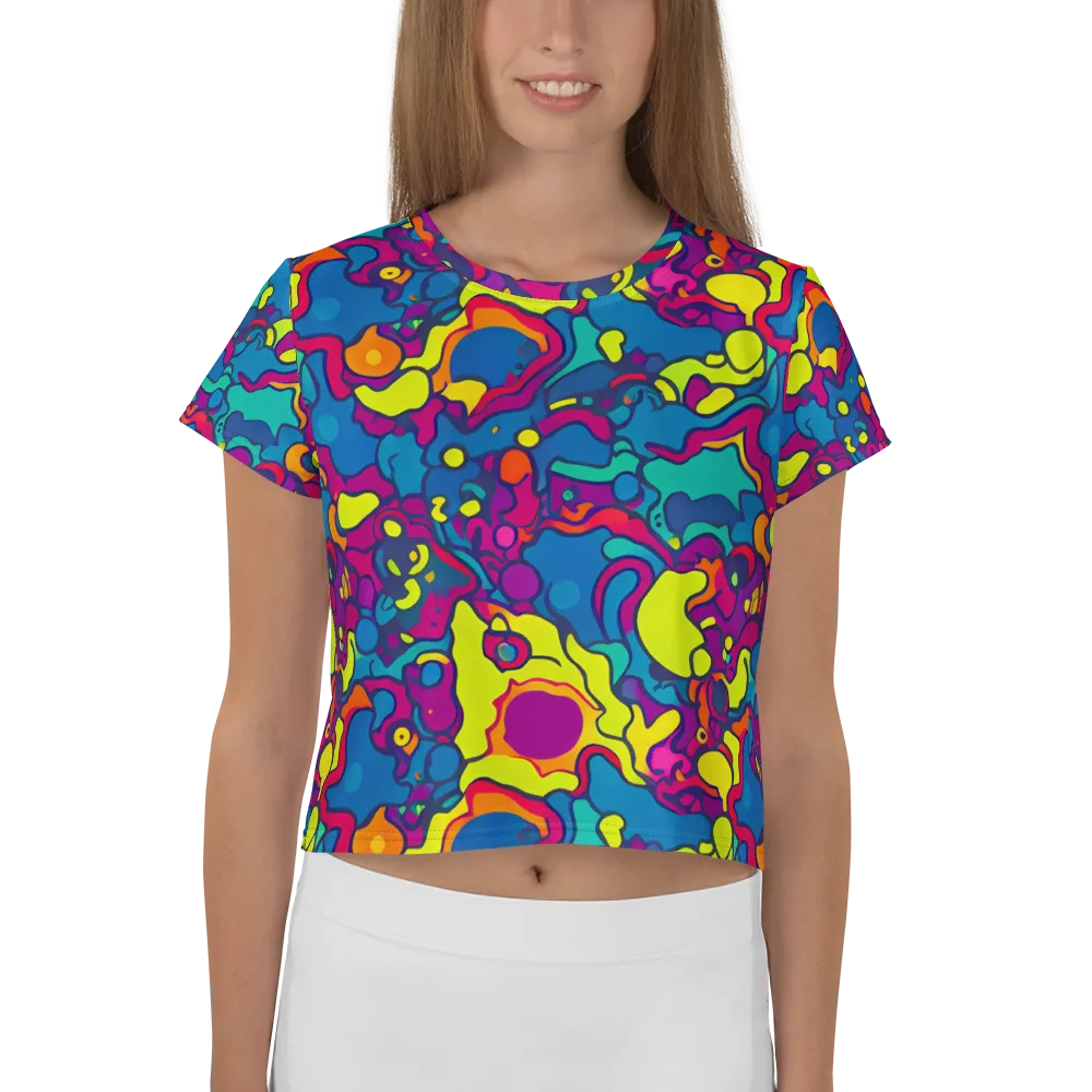 Colorful Chaos on Crop Tee — Front