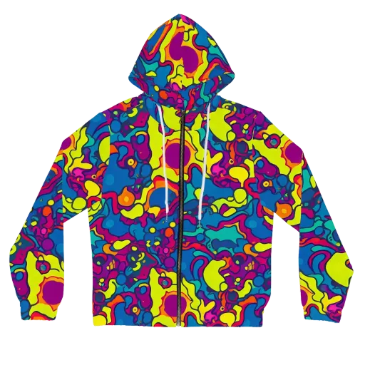 Colorful Chaos on a Women's Full-Zip Hoodie