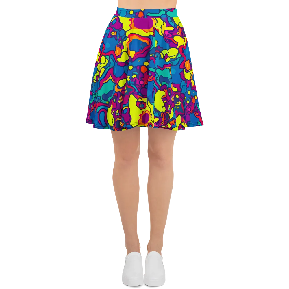 Colorful Chaos on Skater Skirt — Front