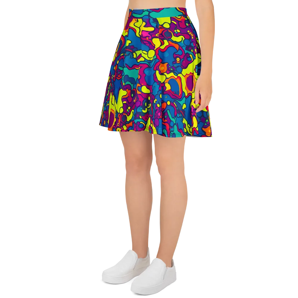 Colorful Chaos on Skater Skirt — Left