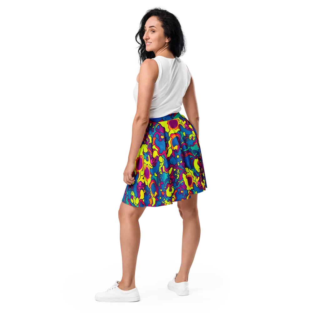 Colorful Chaos on Skater Skirt — Back