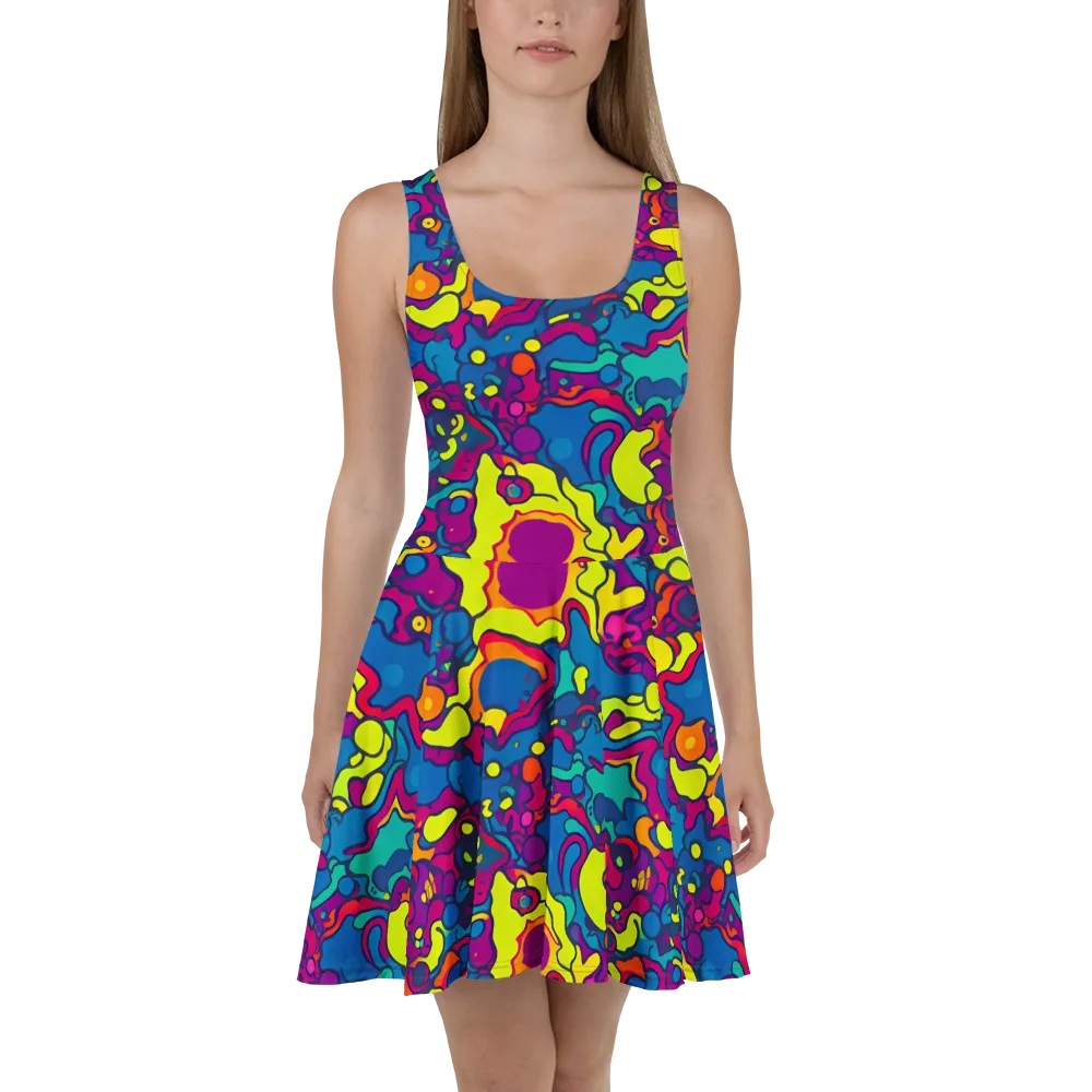 Colorful Chaos on Skater Dress — Front