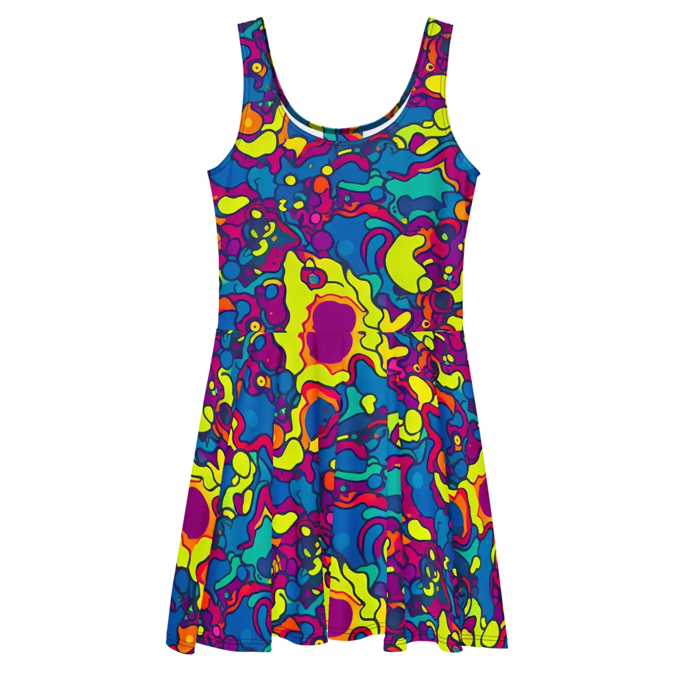 Colorful Chaos on Skater Dress — Front