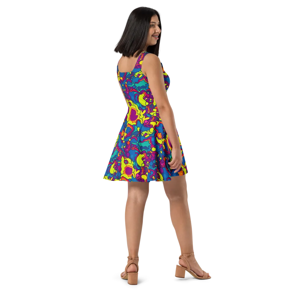 Colorful Chaos on Skater Dress — Right
