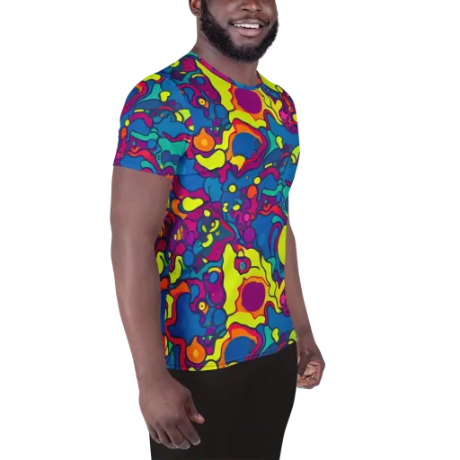 Colorful Chaos on a Men's Athletic T-Shirt