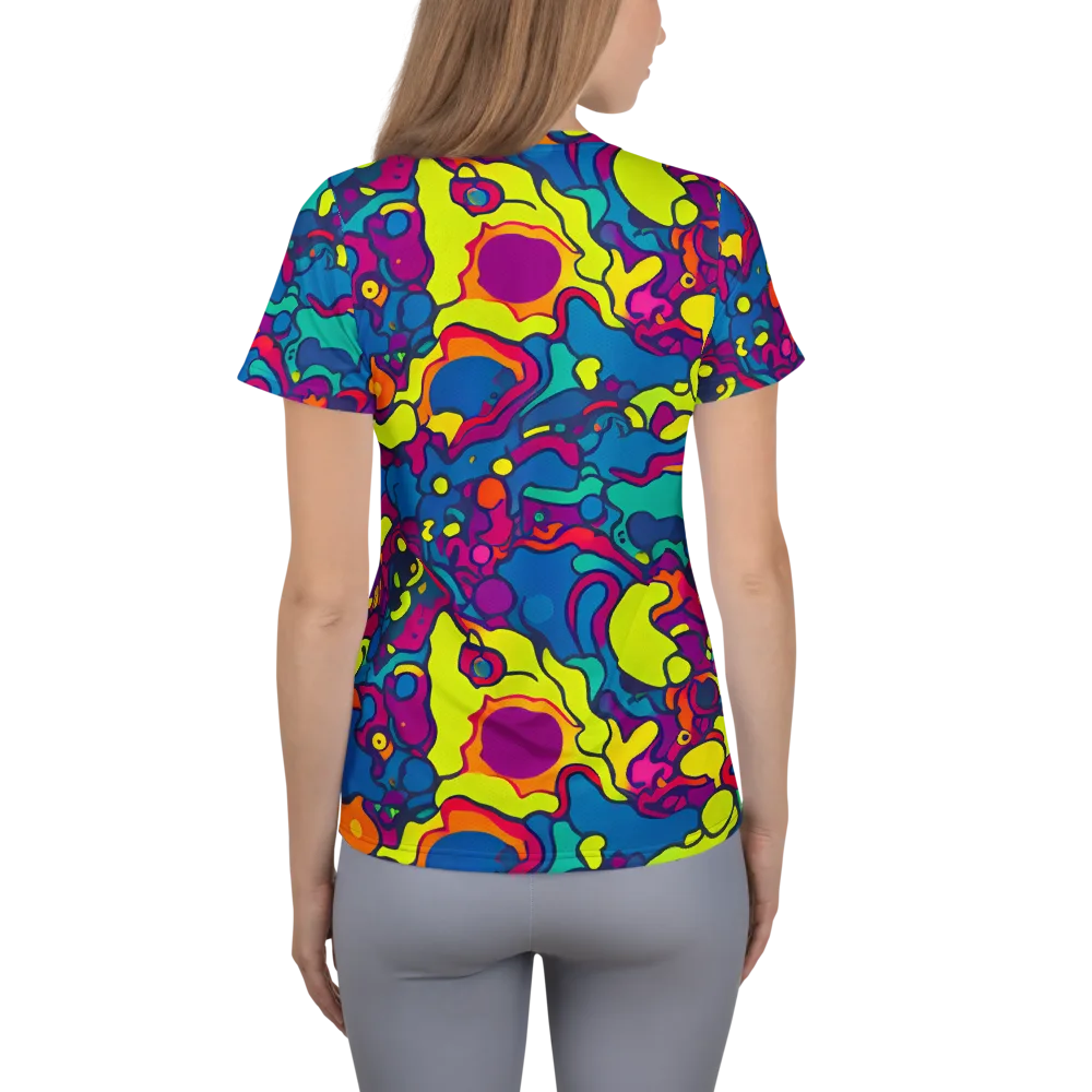 Colorful Chaos on Women's Athletic T-Shirt — Back