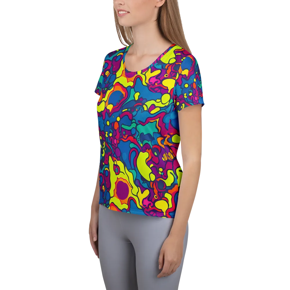 Colorful Chaos on Women's Athletic T-Shirt — Left