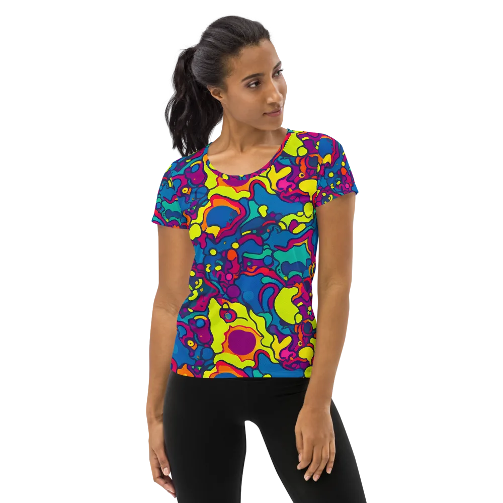 Colorful Chaos on Women's Athletic T-Shirt — Front
