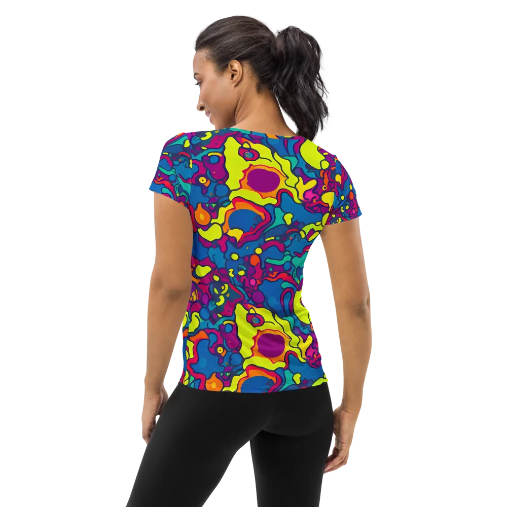 Colorful Chaos on Women's Athletic T-Shirt — Back