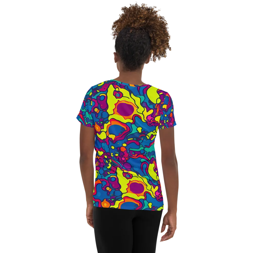 Colorful Chaos on Women's Athletic T-Shirt — Back