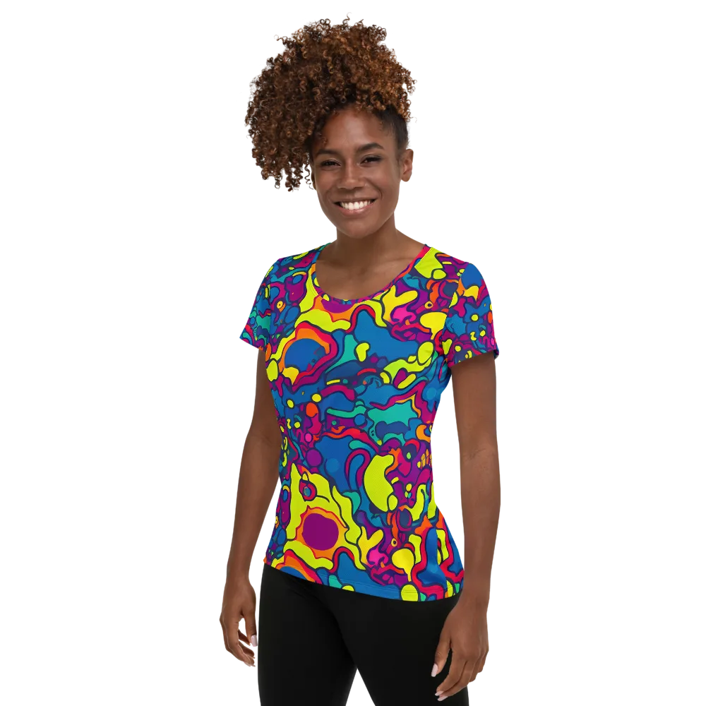 Colorful Chaos on Women's Athletic T-Shirt — Left