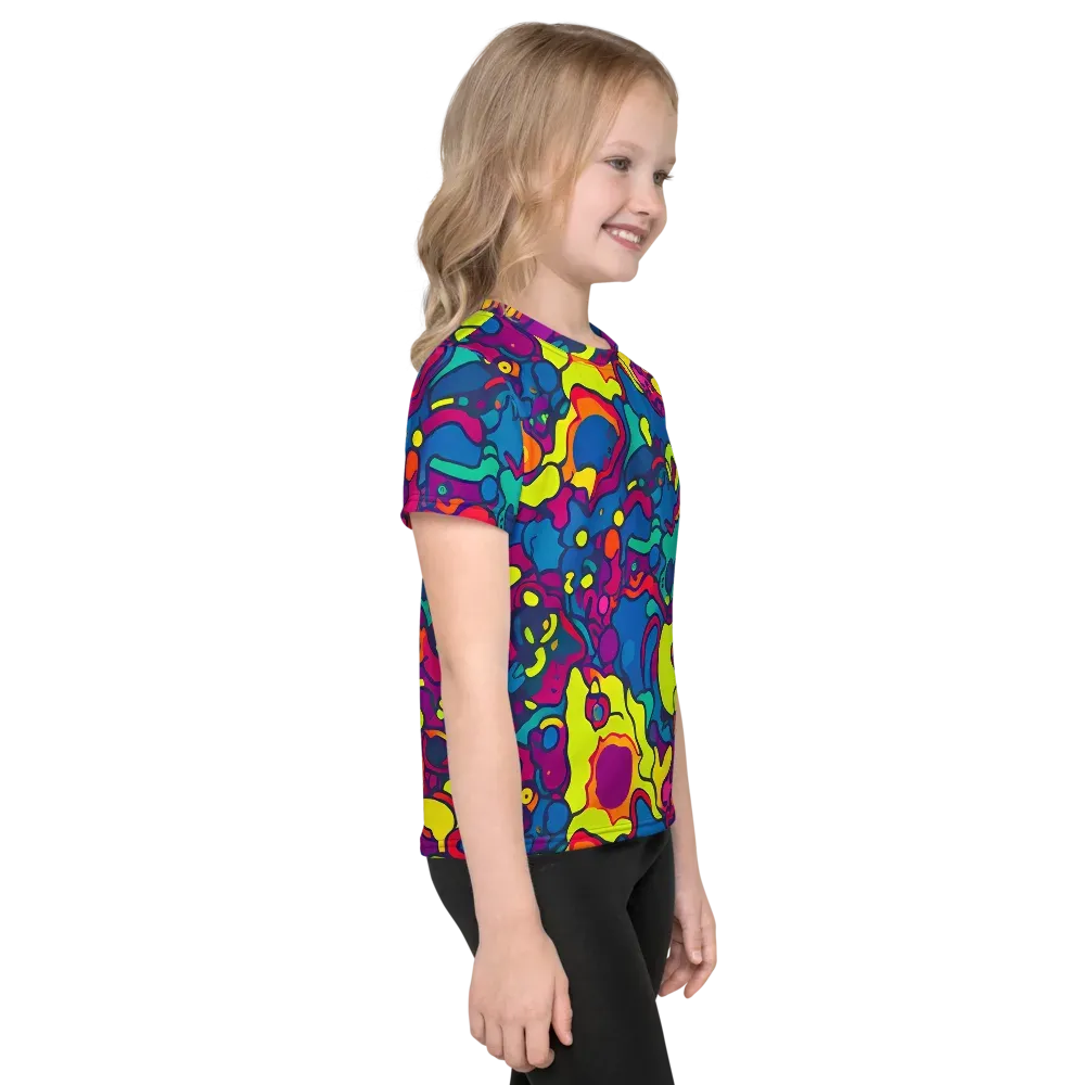 Colorful Chaos on Kids Crew Neck T-Shirt — Right
