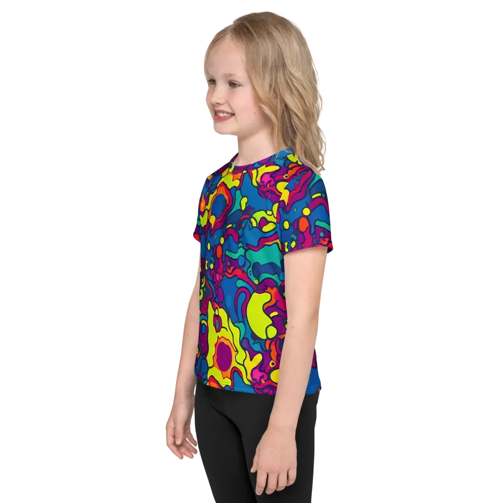 Colorful Chaos on Kids Crew Neck T-Shirt — Left