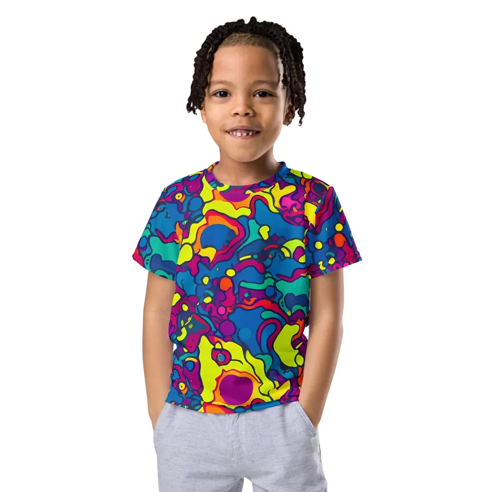 Colorful Chaos on Kids Crew Neck T-Shirt — Front