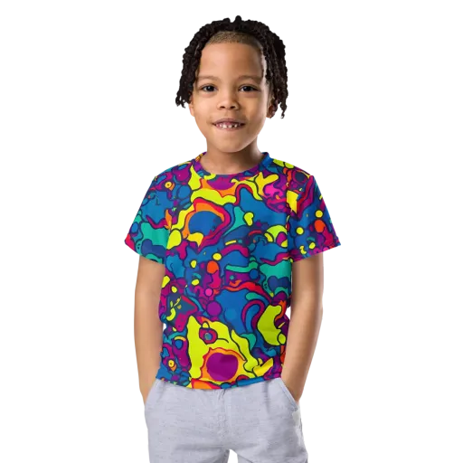 Colorful Chaos on a Kids Crew Neck T-Shirt