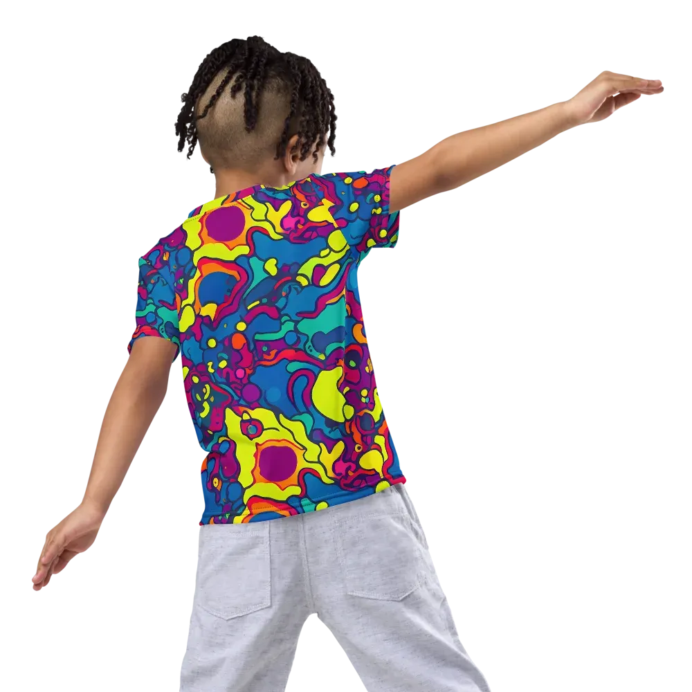 Colorful Chaos on Kids Crew Neck T-Shirt — Back