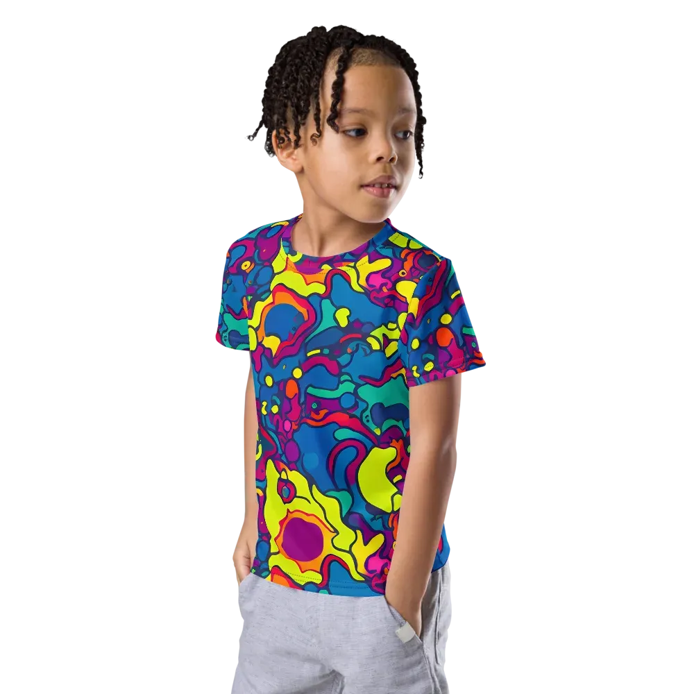 Colorful Chaos on Kids Crew Neck T-Shirt — Left Front