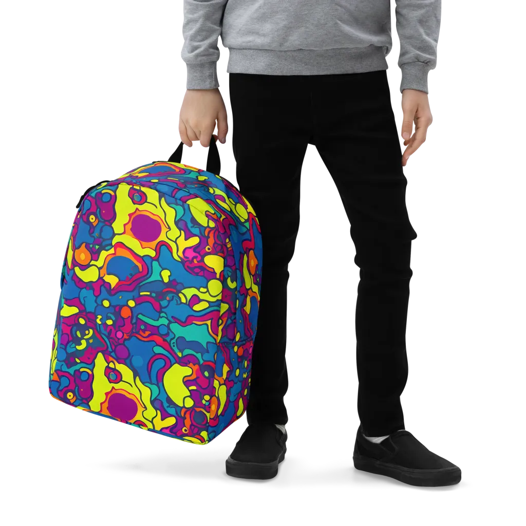 Colorful Chaos on Minimalist Backpack — Zoomed-in