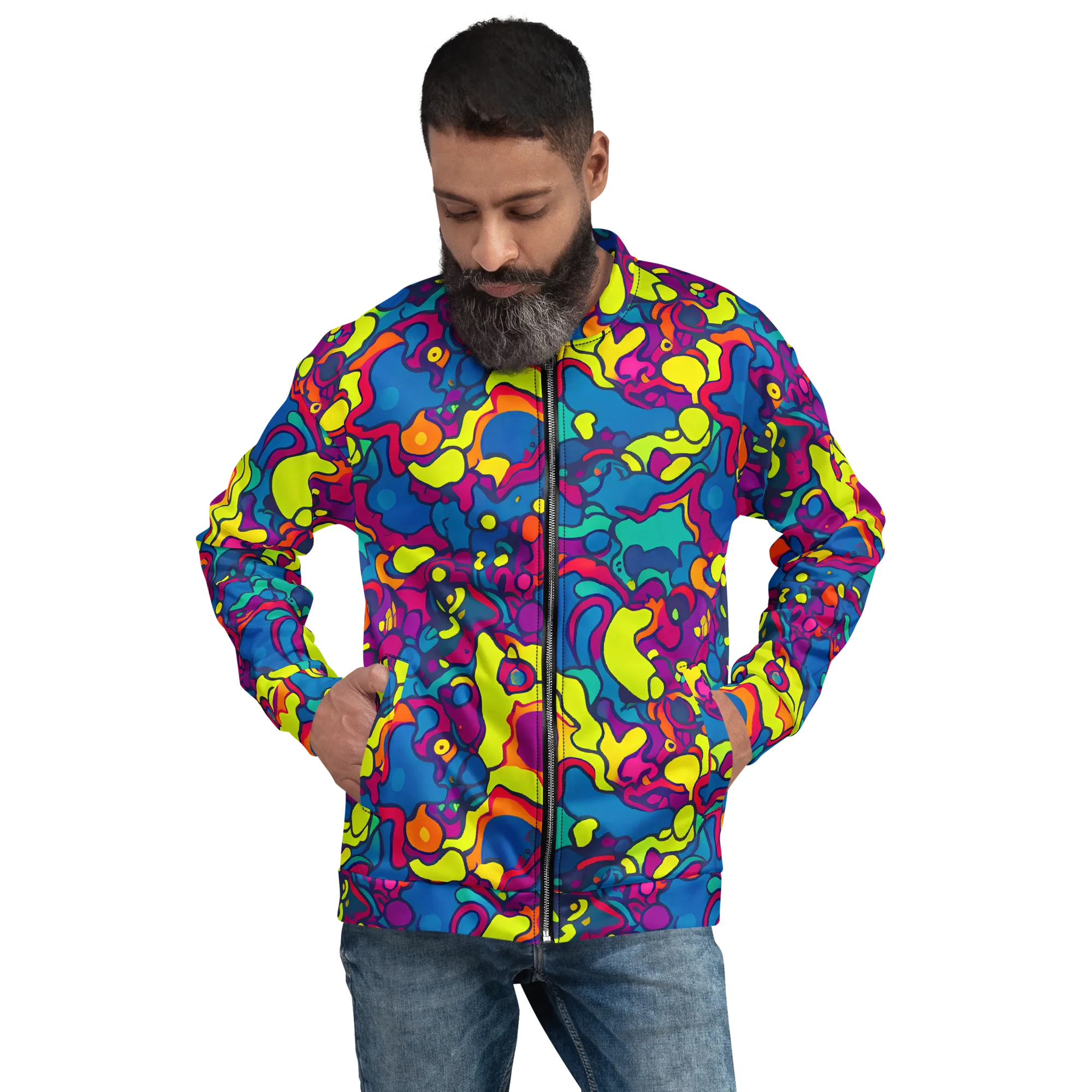 Colorful Chaos on Bomber Jacket — Front