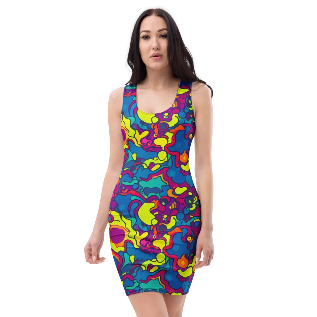 Colorful Chaos on Bodycon Dress — Front