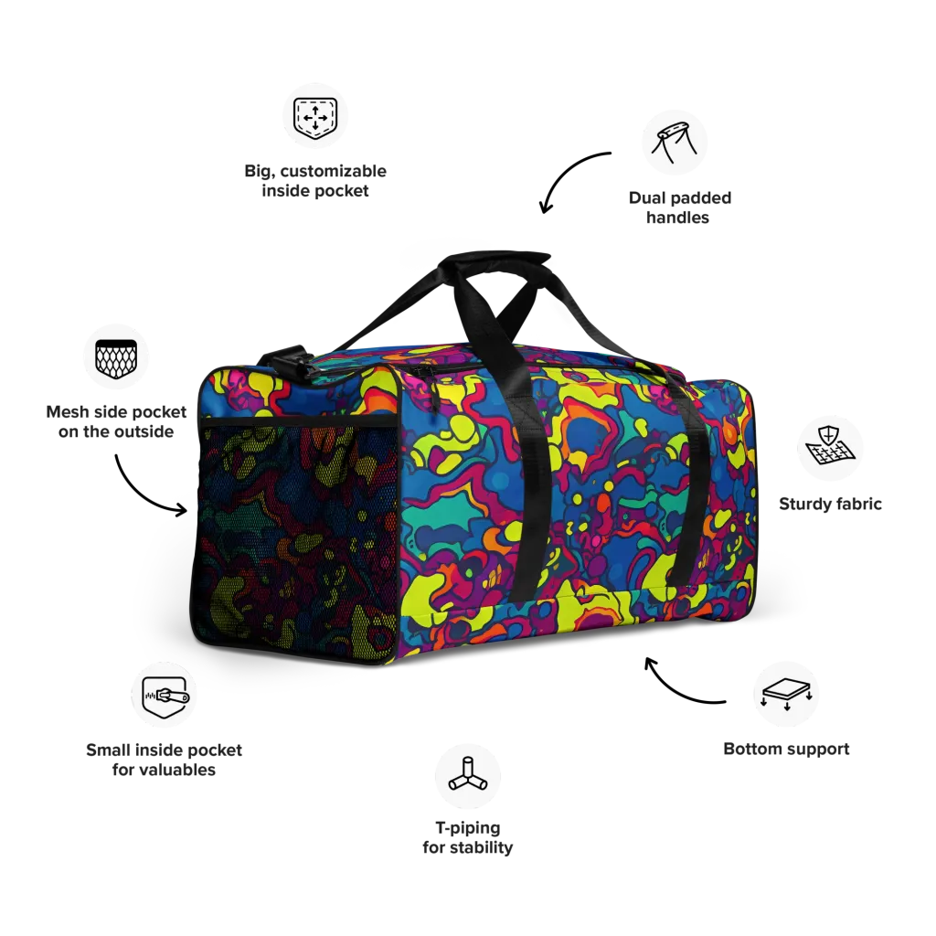Colorful Chaos on Duffle Bag — Right Front