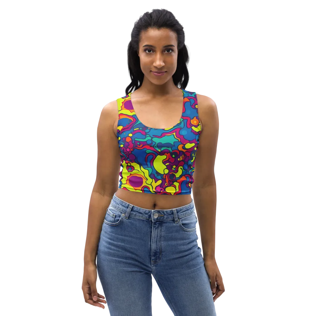 Colorful Chaos on Crop Top — Front