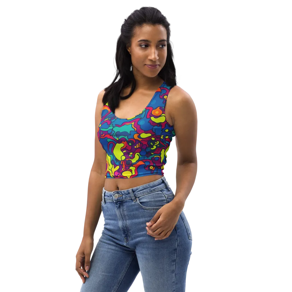 Colorful Chaos on Crop Top — Left Front