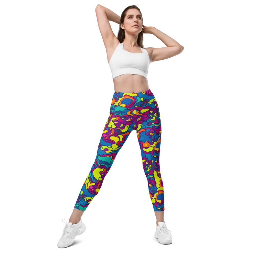 Colorful Chaos on Leggings with Pockets — Front