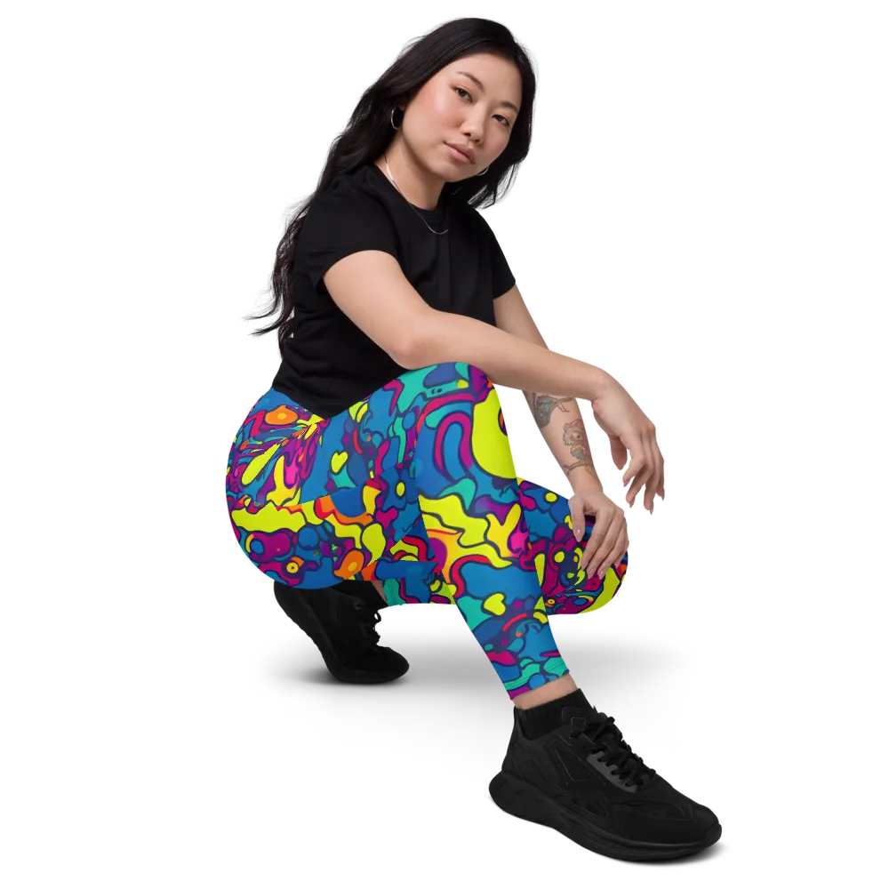 Colorful Chaos on Leggings with Pockets — Right Front