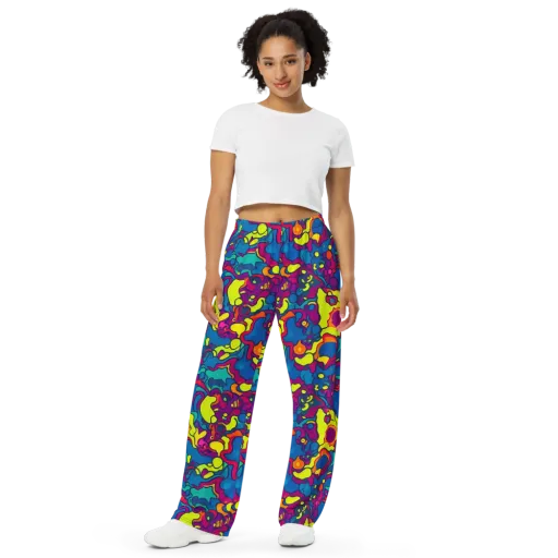 Colorful Chaos on a Wide-Leg Pants