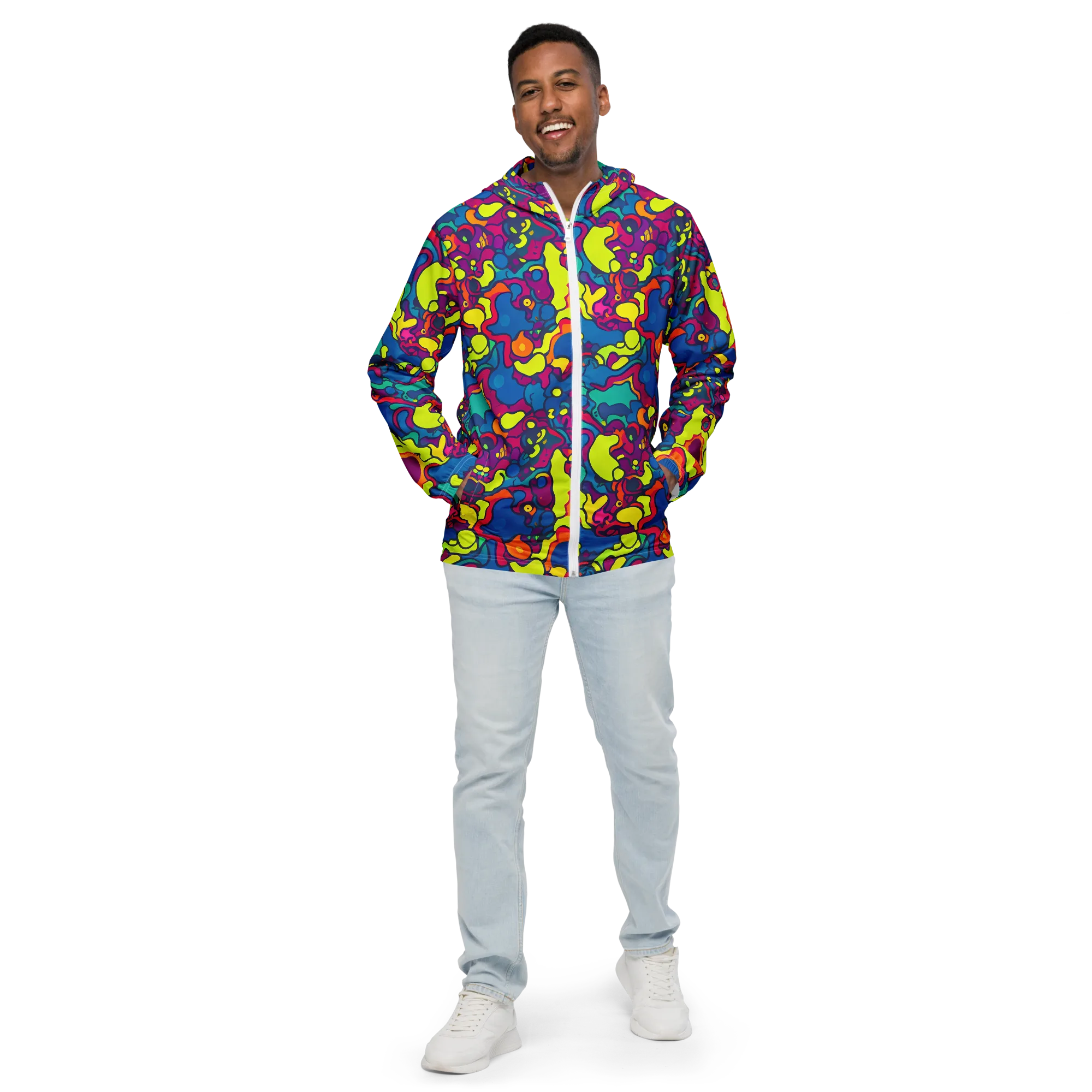 Colorful Chaos on Men's Windbreaker — Front