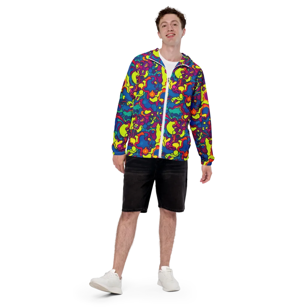 Colorful Chaos on Men's Windbreaker — Front