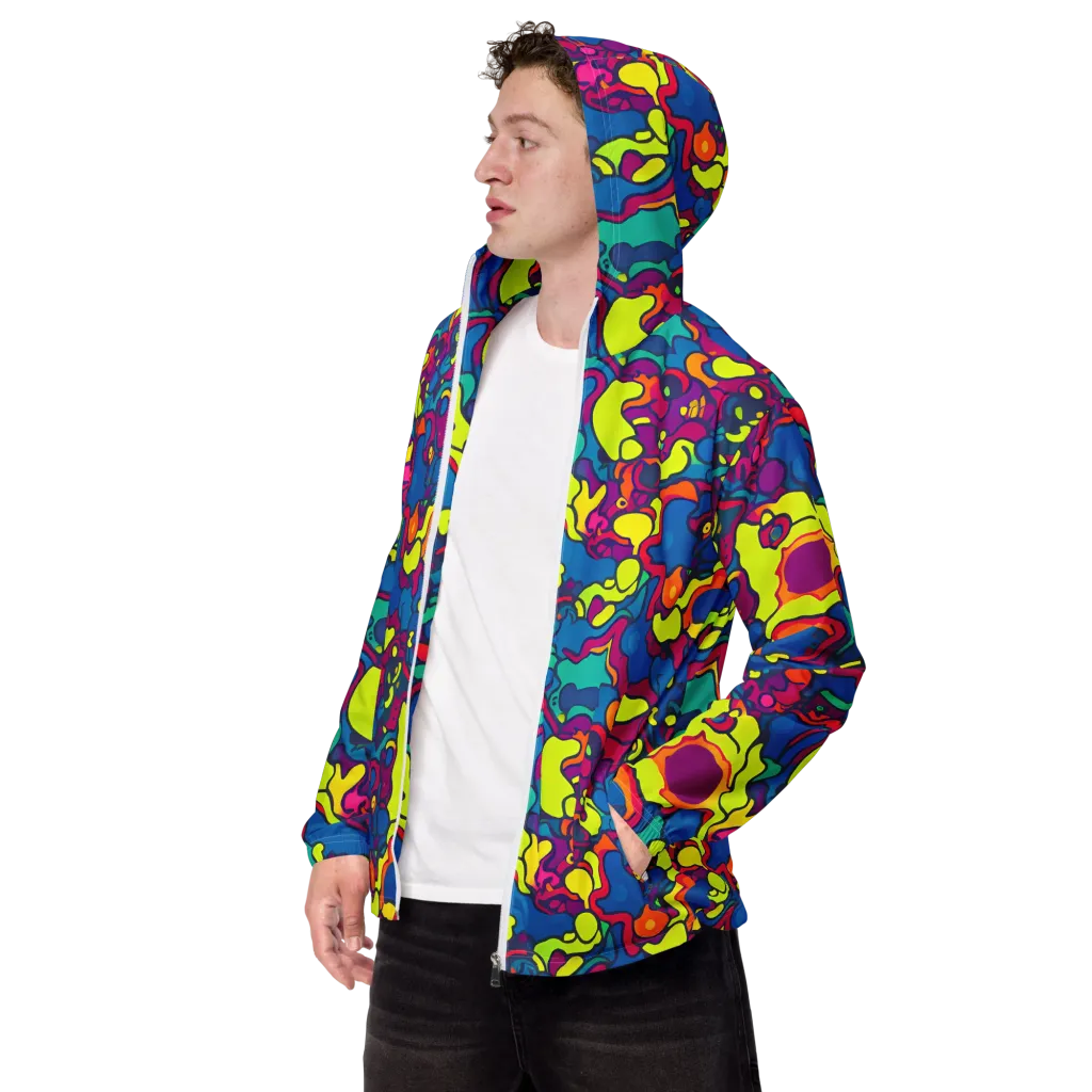 Colorful Chaos on Men's Windbreaker — Left Front