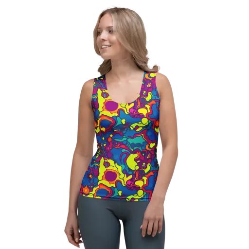 Colorful Chaos on a Women's Tank Top
