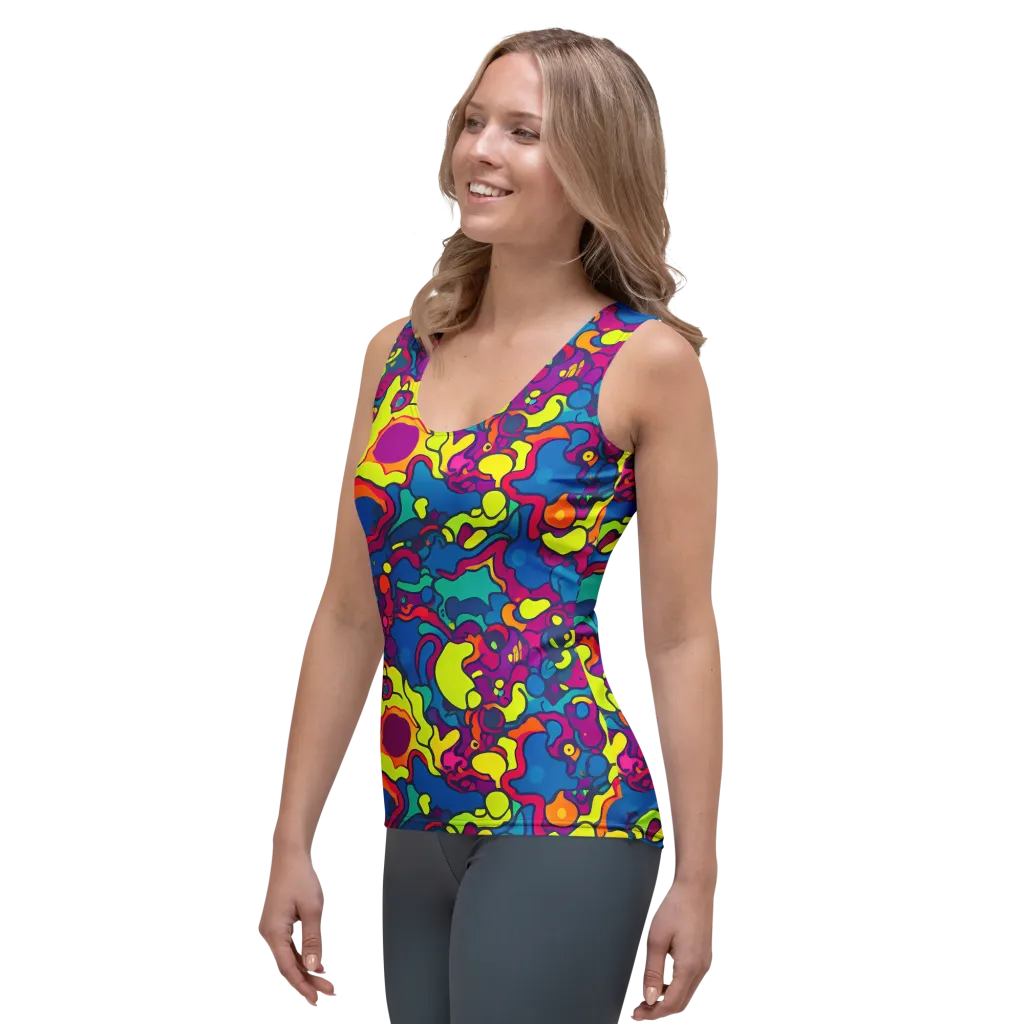 Colorful Chaos on Women's Tank Top — Left Front