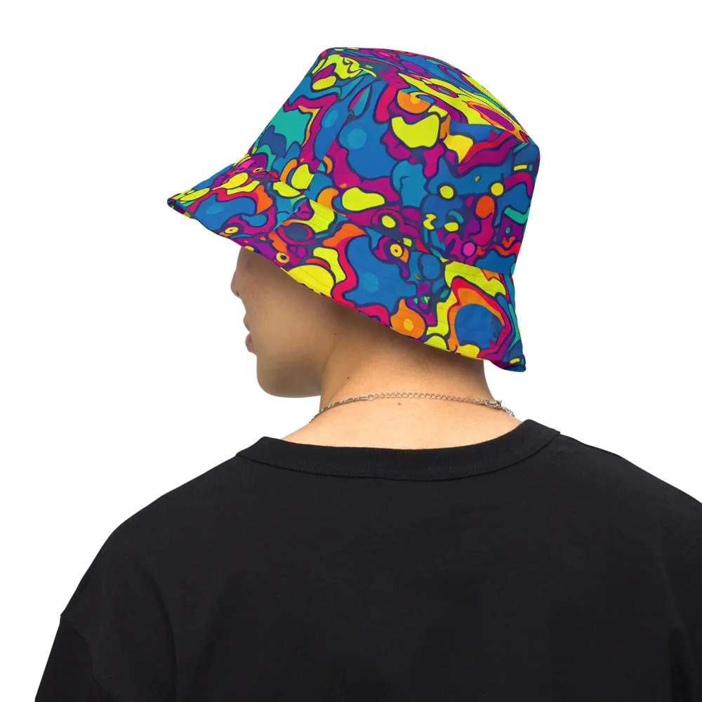 Colorful Chaos on Reversible Bucket Hat — Back Inside