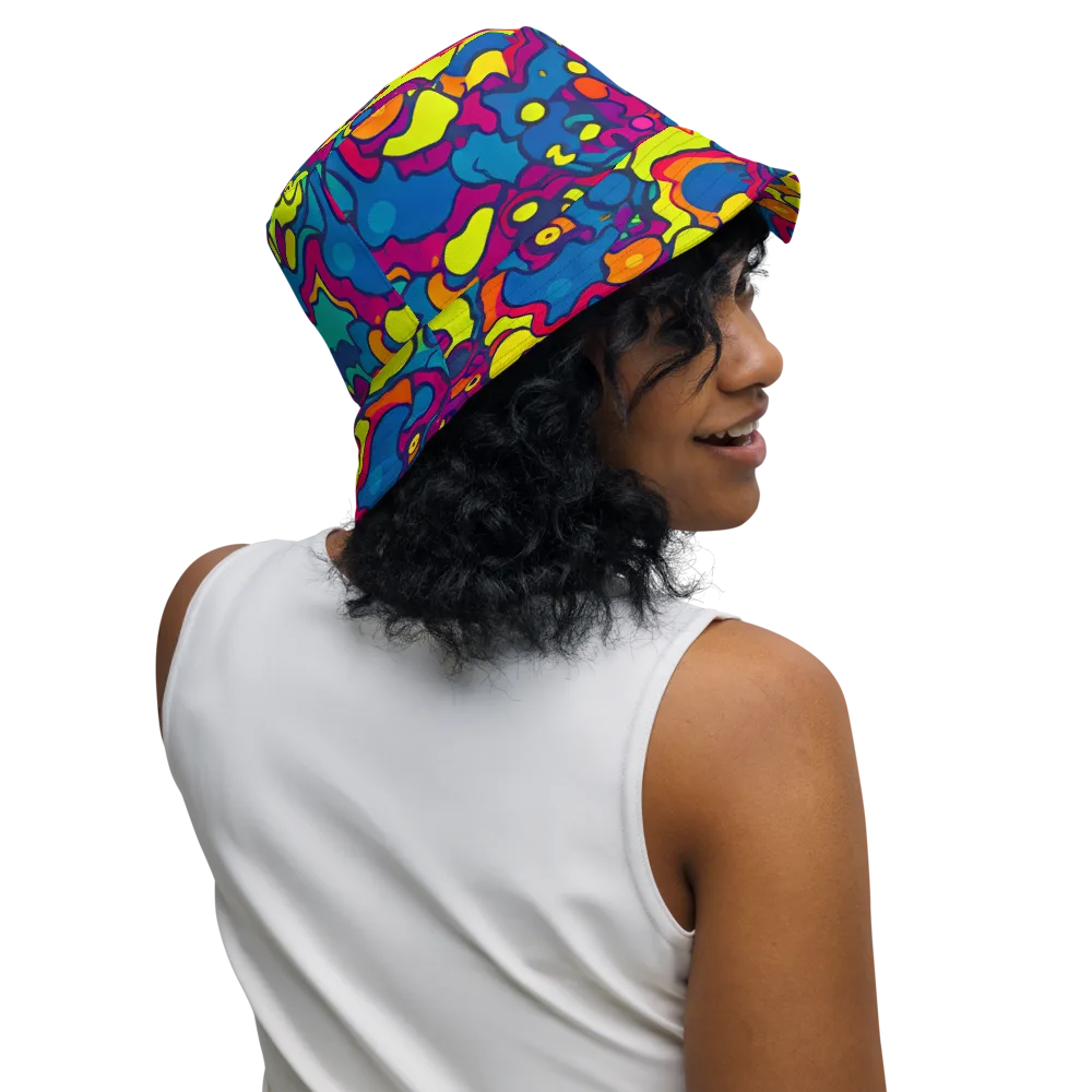 Colorful Chaos on Reversible Bucket Hat — Right Outside