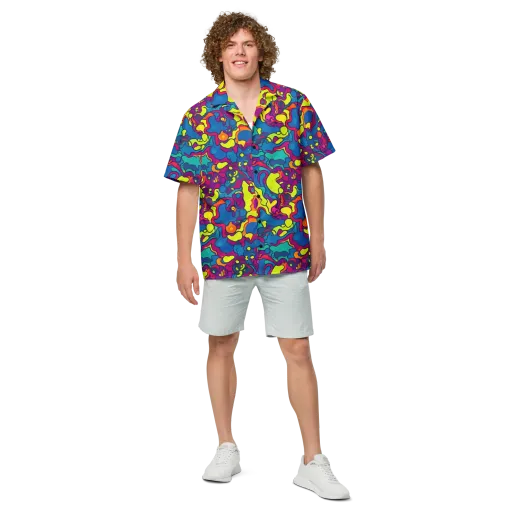 Colorful Chaos on a Button Shirt