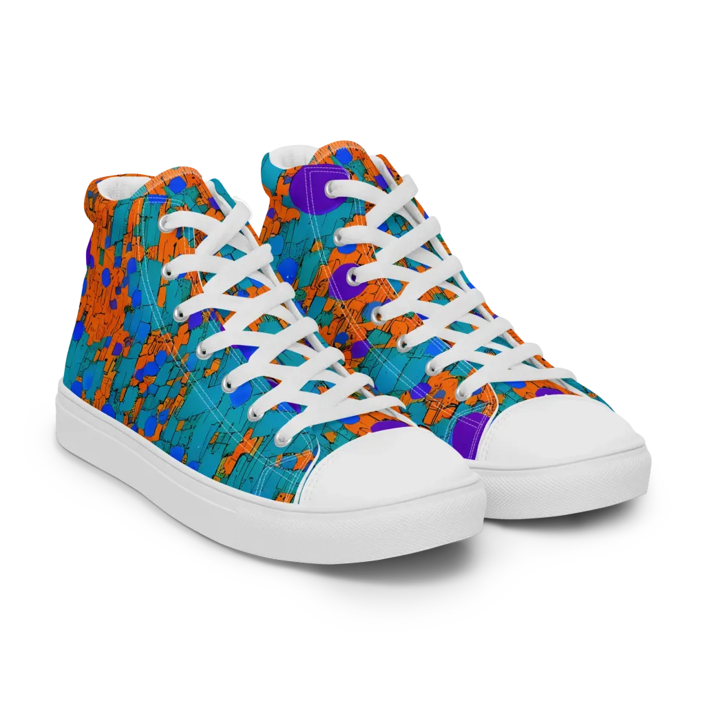Intergalactic Rhythms on Men's High Top Canvas Shoes — Right Front