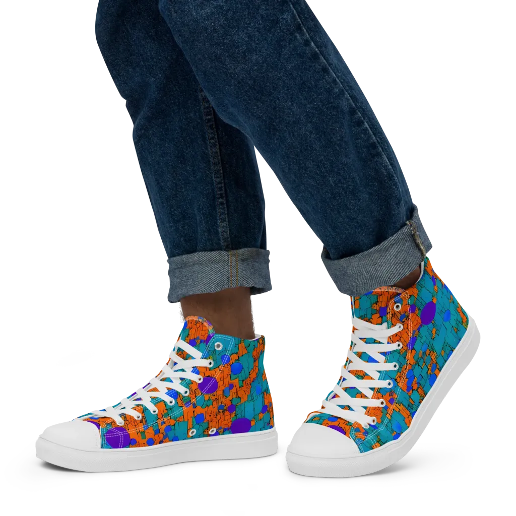 Intergalactic Rhythms on Men's High Top Canvas Shoes — Left