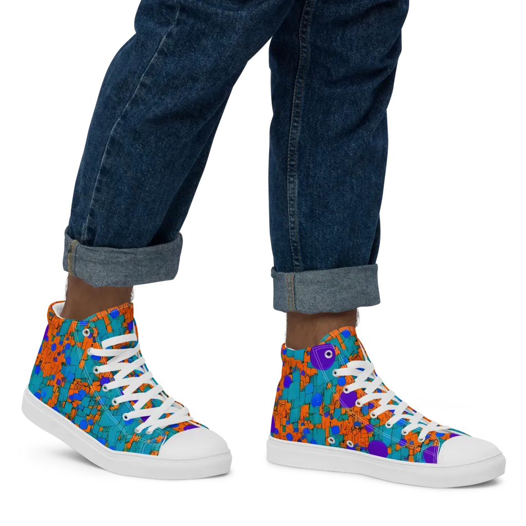 Intergalactic Rhythms on Men's High Top Canvas Shoes — Right