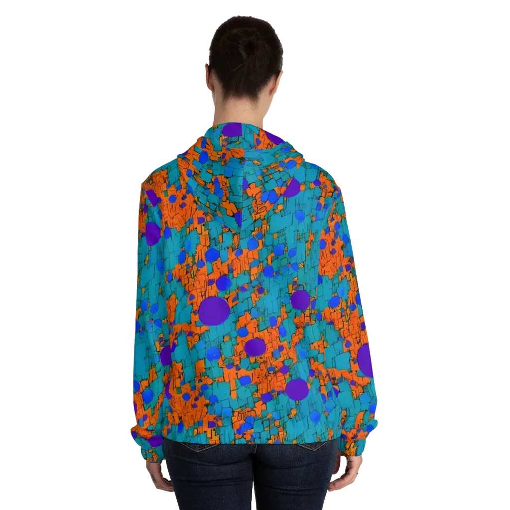 Intergalactic Rhythms on Women's Full-Zip Hoodie — Back On Person