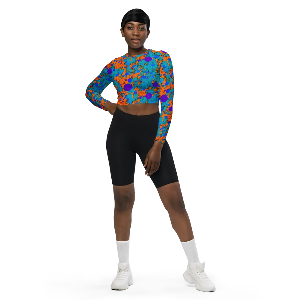 Intergalactic Rhythms on Long Sleeve Crop Top — Front