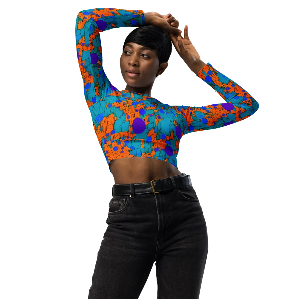 Intergalactic Rhythms on Long Sleeve Crop Top — Front