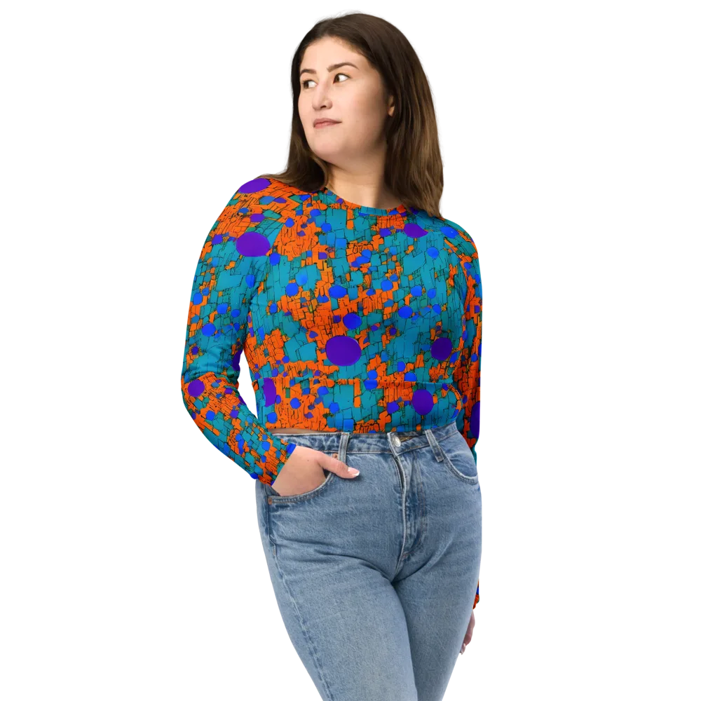Intergalactic Rhythms on Long Sleeve Crop Top — Front