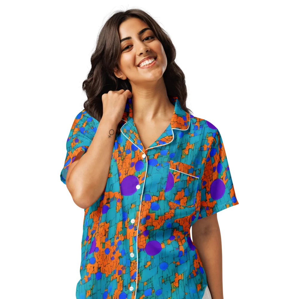 Intergalactic Rhythms on Women's Short Sleeve Pajama Top — Front