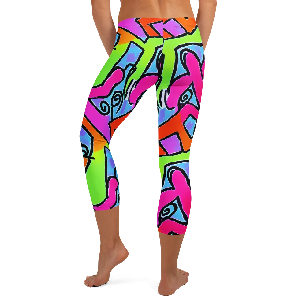 Electric Mosaic on Capri Leggings — Back