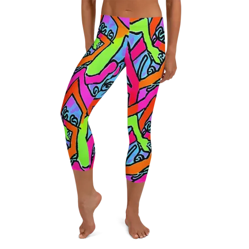 Electric Mosaic on a Capri Leggings
