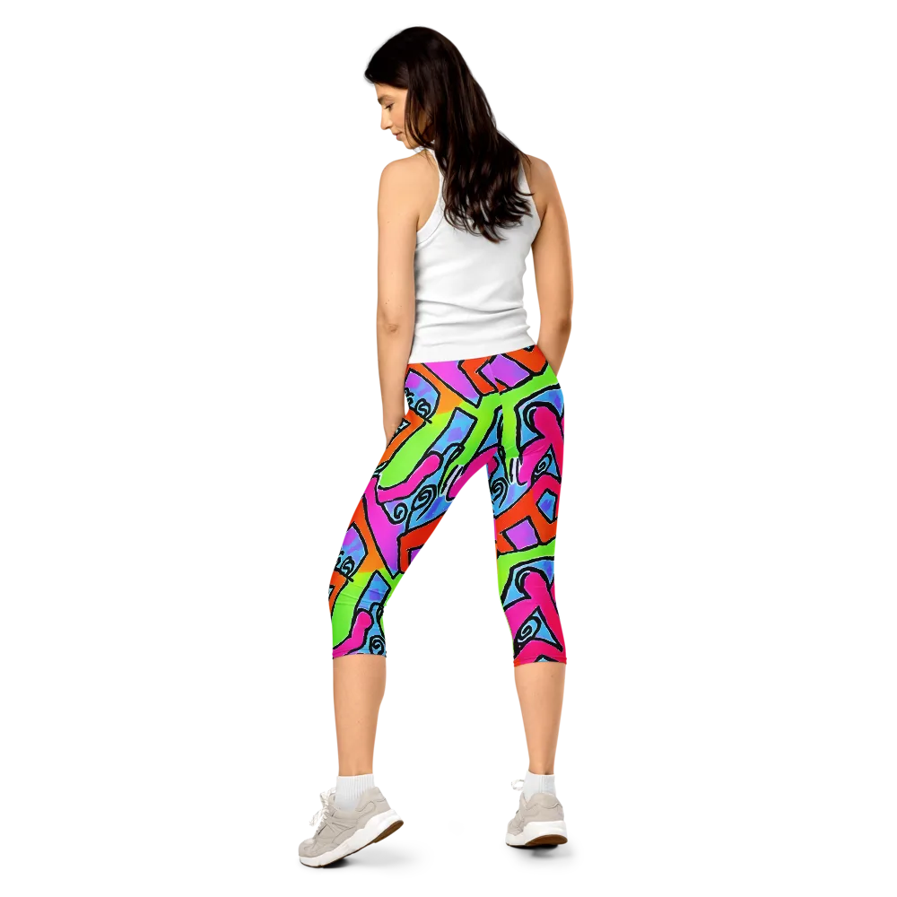 Electric Mosaic on Capri Leggings — Back